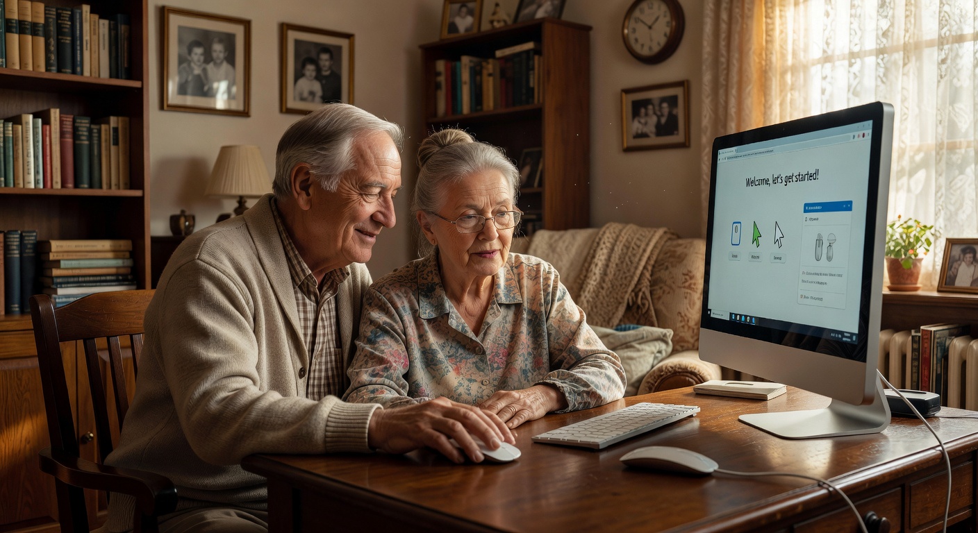 マウス操作を教わる様子