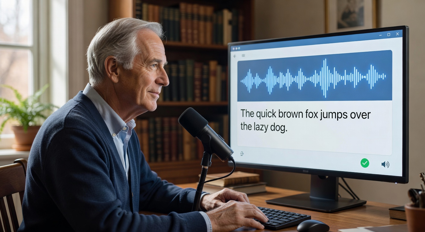 音声入力を使う男性