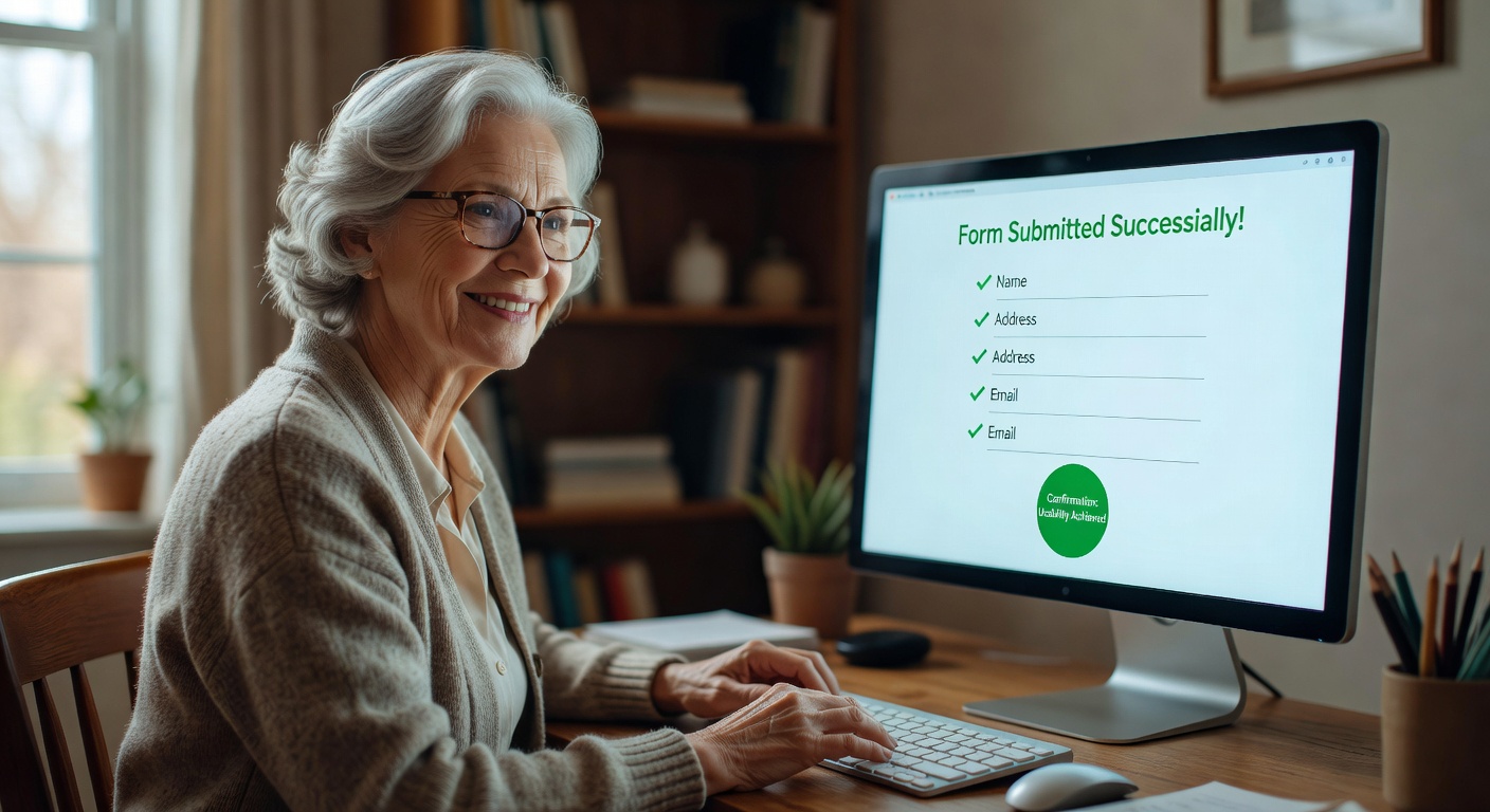 フォーム送信後に笑顔の女性